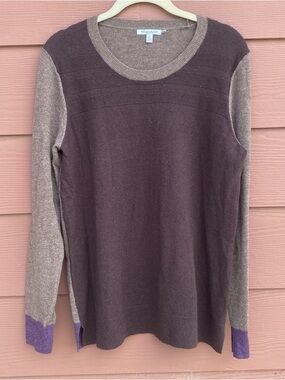 Toad&Co 100% Lambswool Purple Brown Round Scoop Neck Pullover Sweater Size Large